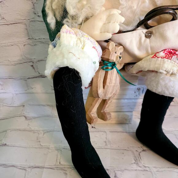 Vintage Handmade Old World Santa Shelf Sitter Carpenter Christmas Plush Decor - Picture 5 of 10